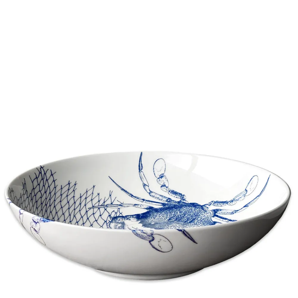 Caskata Dinnerware|Crabs Blue Wide Serving Bowl