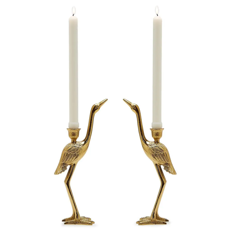 Two's Company Candles|Crane Candle Holder, Set of 2
