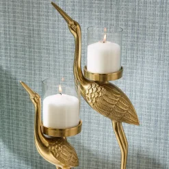Two's Company Candles|Crane Candle Holder, Set of 2