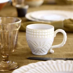 Costa Nova Dinnerware|Cristal Collection Mugs in White, Set of 6