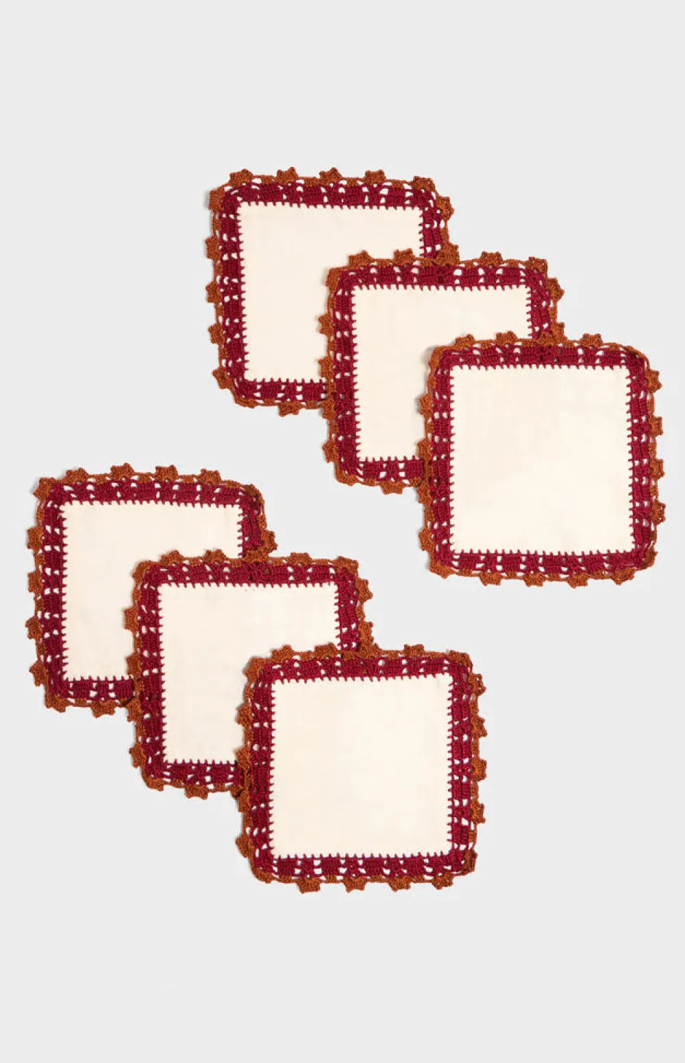 Cabana Place Settings & Linens|Crochet Embellished Cocktail Napkins, Set of 6