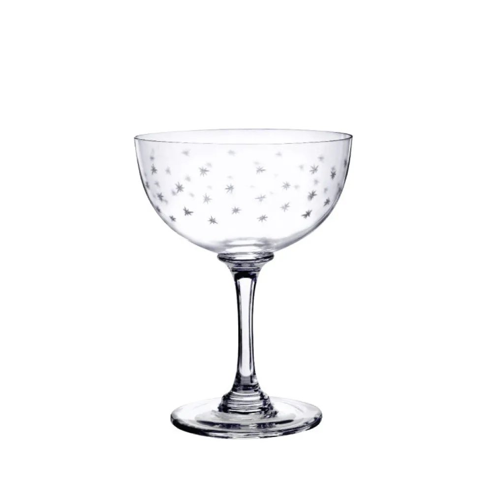The Vintage List Glassware|Crystal Champagne Saucers with Stars Design