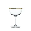 The Vintage List Glassware|Crystal Champagne Saucers with Gold Rim Design