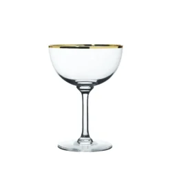 The Vintage List Glassware|Crystal Champagne Saucers with Gold Rim Design