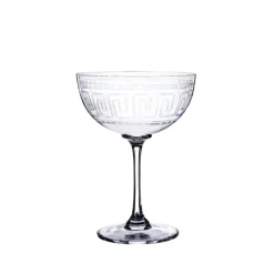 The Vintage List Glassware|Crystal Champagne Saucers with Greek Key Design