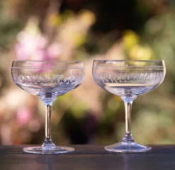 The Vintage List Glassware|Crystal Cocktail Glasses with Ovals Design, Set of Four
