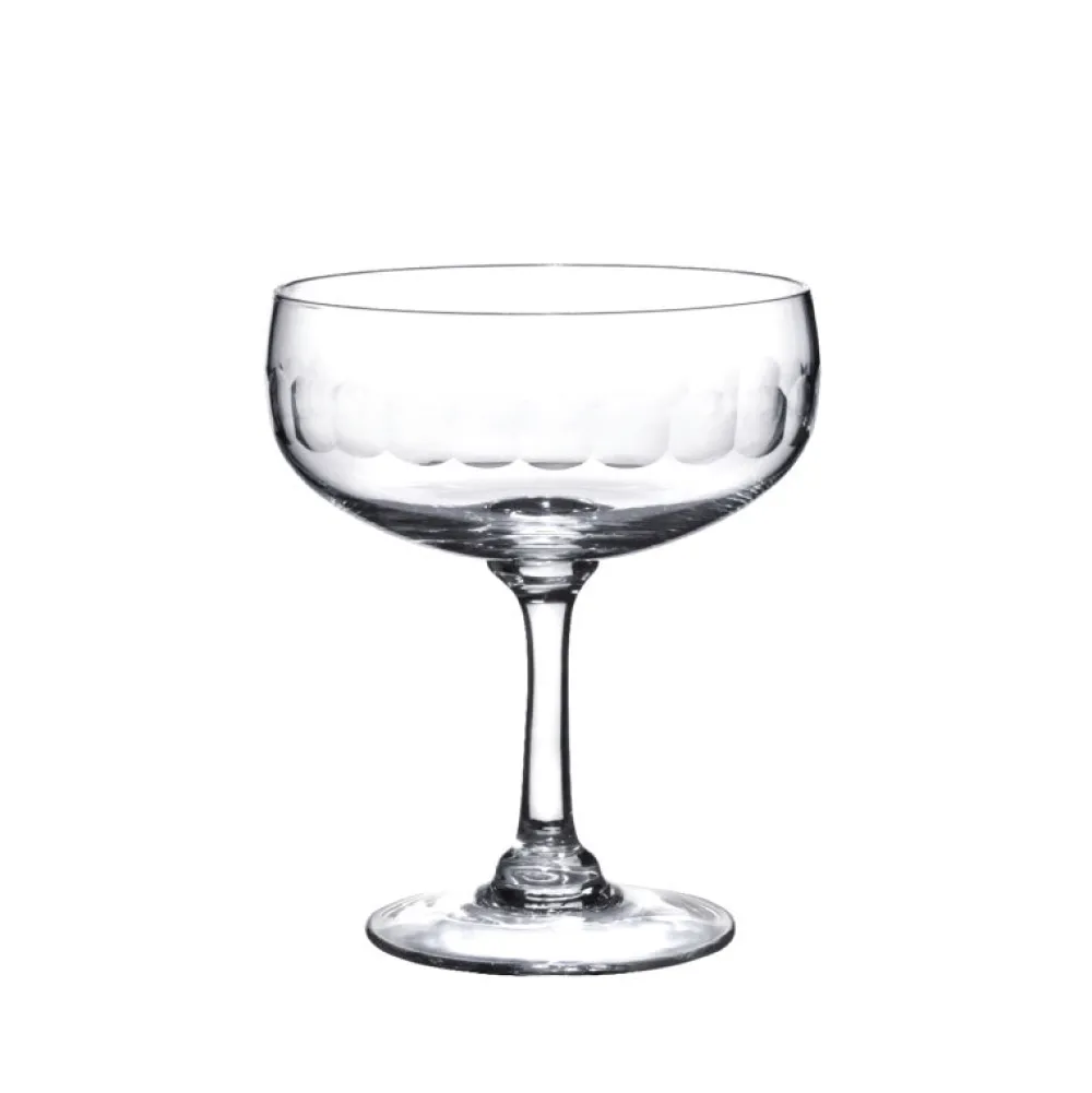 The Vintage List Glassware|Crystal Cocktail Glasses with Lens Design, Set of Four