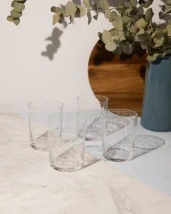 The Vintage List Glassware|Crystal Large Tumblers with Lens Design, Set of 4