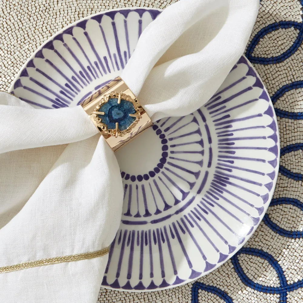 Joanna Buchanan Place Settings & Linens|Crystal Quartz Napkin Rings in Indigo, Set of Two