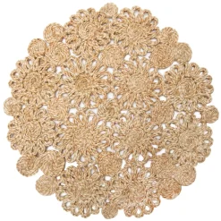 Caravan Place Settings & Linens|Daisy Jute 15" Round Placemat in Natural, Set of 4
