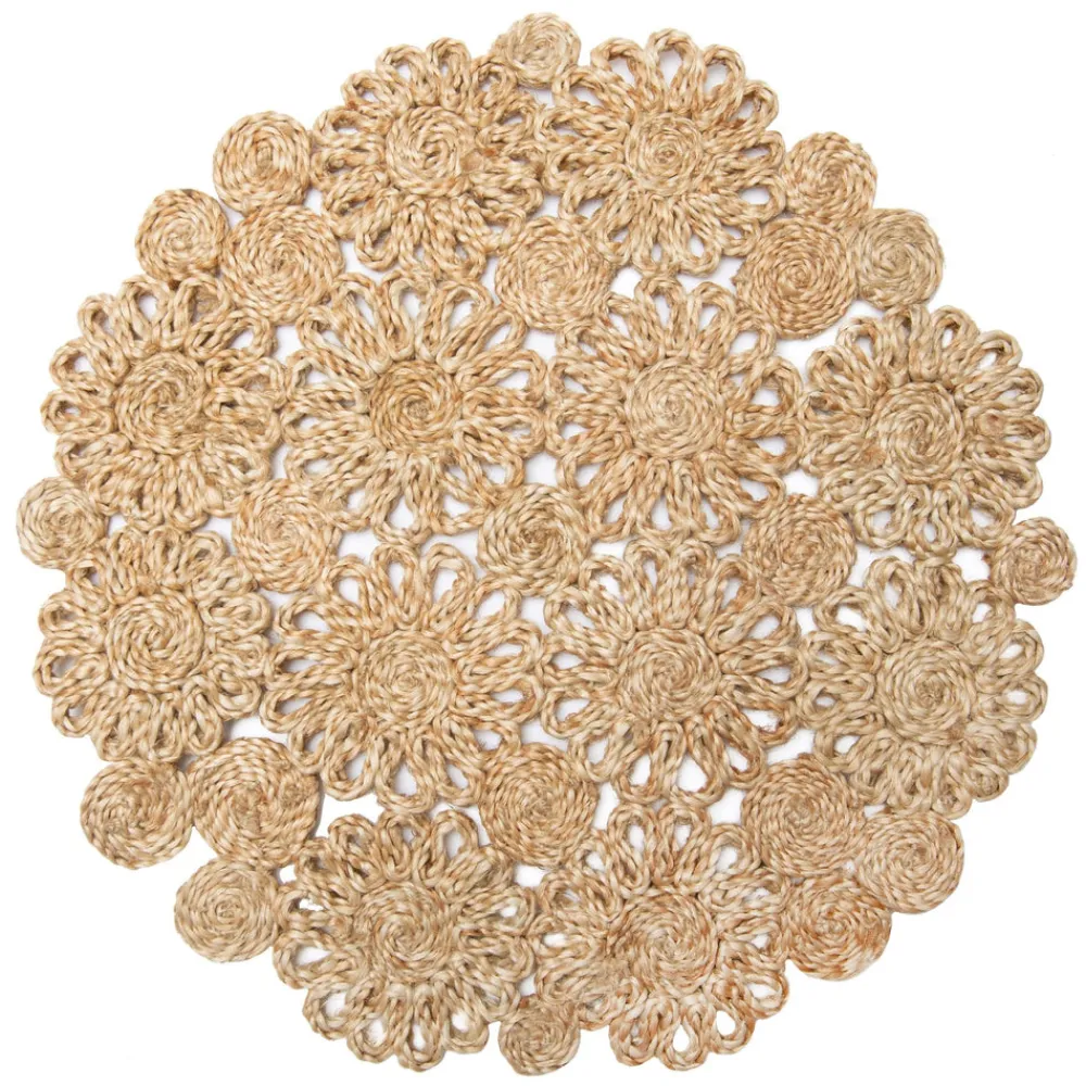 Caravan Place Settings & Linens|Daisy Jute 15" Round Placemat in Natural, Set of 4