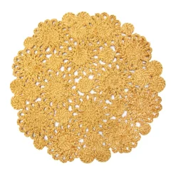 Caravan Place Settings & Linens|Daisy Jute 15" Round Placemat in Mustard, Set of 4