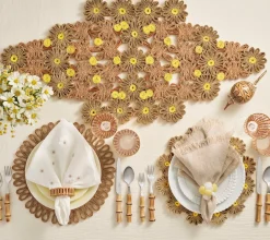Kim Seybert Place Settings & Linens|Daisy Runner in Natural & Ivory