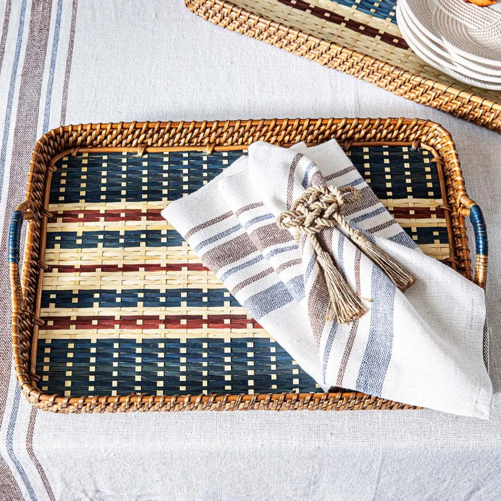 Juliska Dinnerware|Danish Stripe 18" Tray in Navy