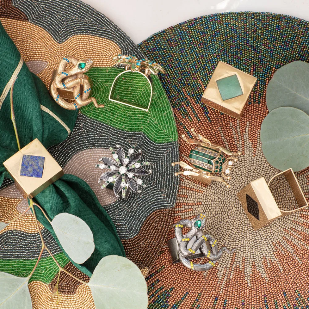 Joanna Buchanan Place Settings & Linens|Deco Cube Napkin Rings, Set of Four