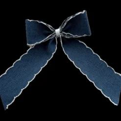 No Reservations Place Settings & Linens|Denim Napkin Bow in Denim with White Scalloped Edge
