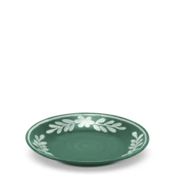 AERIN Dinnerware|Dessert Plate With White Floral Trim in Cypress