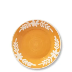 AERIN Dinnerware|Dessert Plate With White Floral Trim in Marigold