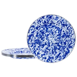 Golden Rabbit Dinnerware|Dinner Plates in Cobalt Swirl, Set Of 4