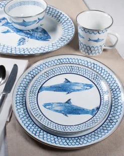 Golden Rabbit Dinnerware|Dinner Plates in Fish Camp, Set of 4