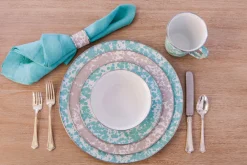 Golden Rabbit Dinnerware|Dinner Plates in Sea Glass, Set of 4