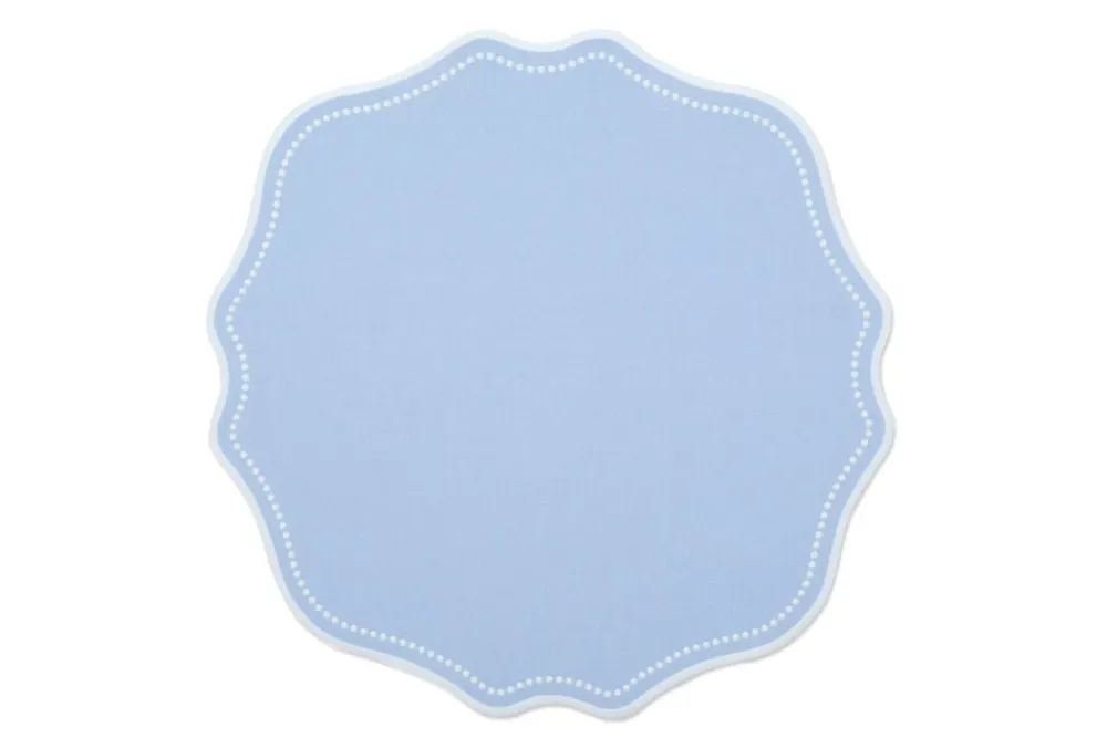 TriChi Design Place Settings & Linens|Dotted Air Blue Linen Placemat, Set of 4
