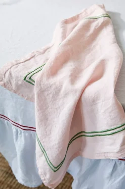 Issy Granger Place Settings & Linens|Double Piped Linen Napkins in Pink, Set of Four