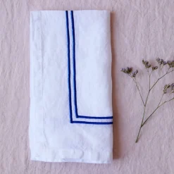 Issy Granger Place Settings & Linens|Double Piped Linen Napkins in White, Set of Four