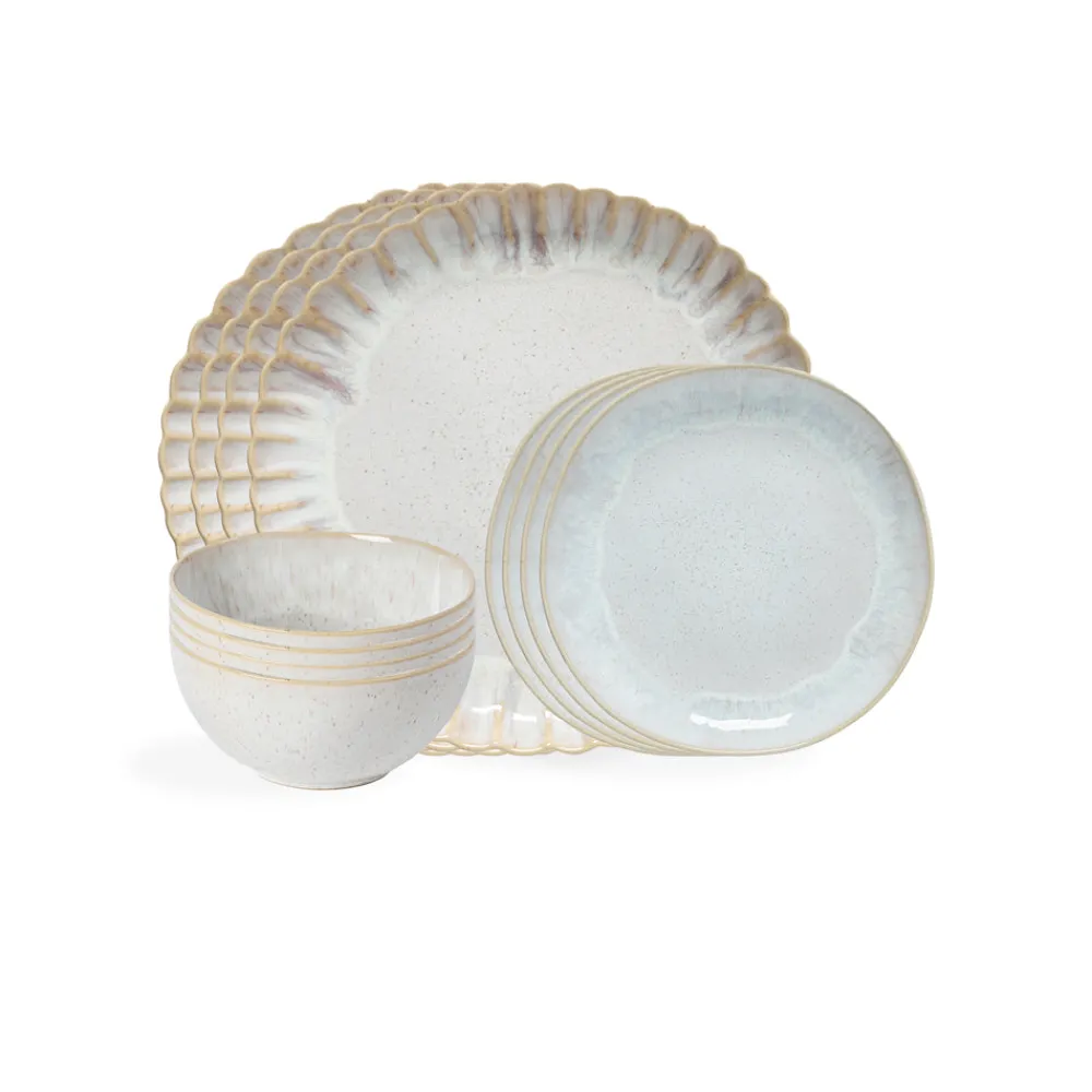 Costa Nova Dinnerware|Eivissa & Mallorca Collection 12-pc Place Setting with Cereal Bowl in Sand Beige