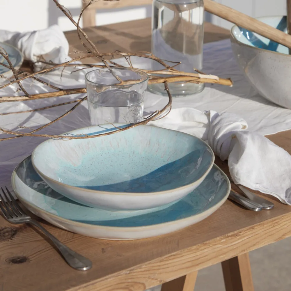 Costa Nova Dinnerware|Eivissa Collection Dinner Plates in Sea Blue, Set of 6