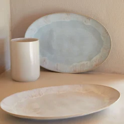 Costa Nova Dinnerware|Eivissa Collection Oval Platter 18" in Sea Blue