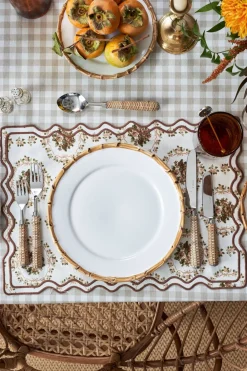 Loulou La Dune Place Settings & Linens|Elodie Placemat and Napkin Set with Bows and Florals with Embroidery