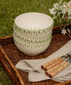 Rebecca Udall Dinnerware|Elouise Cereal Bowl in Green, Set of 6