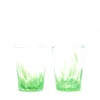 Paul Arnhold Glass Glassware|Emerald Green Transparent Spotted Tumblers, Set of Two