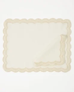 Cabana Place Settings & Linens|Emilia Scallop Embroidered Placemat
