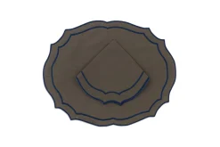 Loulou La Dune Place Settings & Linens|Emma Linen Napkin in Forest Green with Navy Embroidery