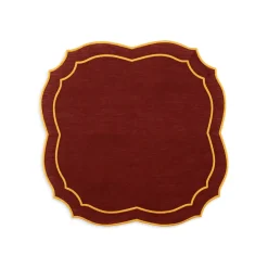 Loulou La Dune Place Settings & Linens|Emma Napkin in Brick with Mustard Embroidery