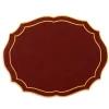 Loulou La Dune Place Settings & Linens|Emma Placemat in Brick with Mustard Embroidery