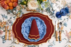 Loulou La Dune Place Settings & Linens|Emma Placemat in Brick with Mustard Embroidery