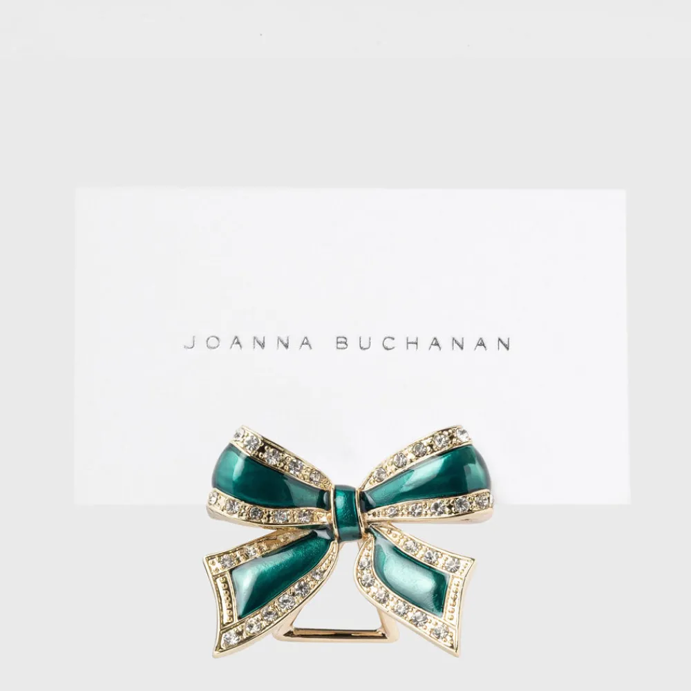 Joanna Buchanan Décor|Place Settings & Linens|Enamel Bow Placecard Holder in Green, Set of Four