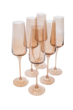 Estelle Colored Glass Glassware|Estelle Colored Champagne Flute, Set of 6 in Amber Smoke