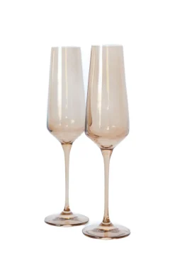 Estelle Colored Glass Glassware|Estelle Colored Champagne Flute, Set of 6 in Amber Smoke