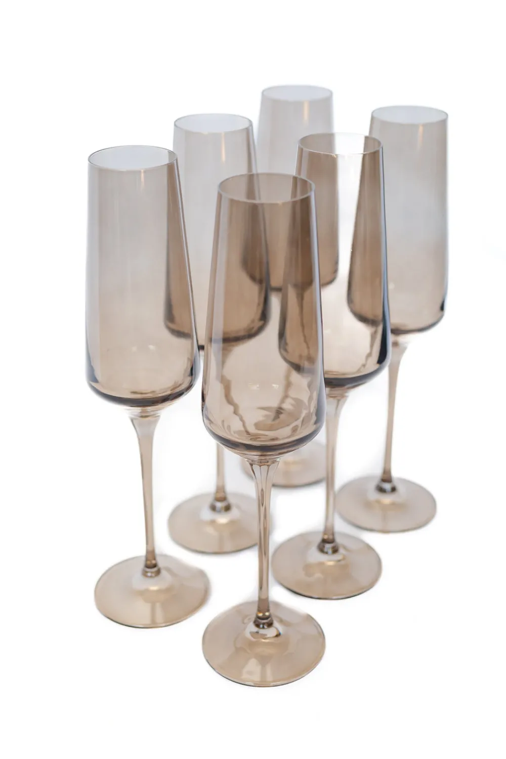 Estelle Colored Glass Glassware|Estelle Colored Champagne Flute, Set of 6 in Gray Smoke