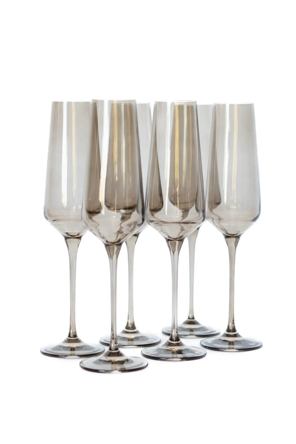 Estelle Colored Glass Glassware|Estelle Colored Champagne Flute, Set of 6 in Gray Smoke
