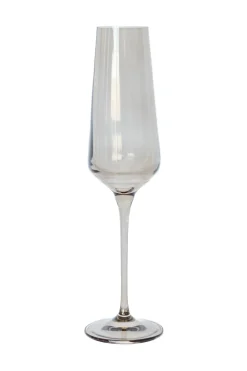 Estelle Colored Glass Glassware|Estelle Colored Champagne Flute, Set of 6 in Gray Smoke