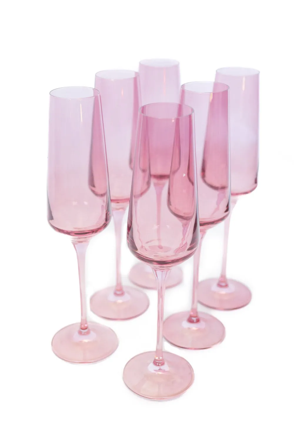 Estelle Colored Glass Glassware|Estelle Colored Champagne Flute, Set of 6 in Rose