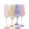 Estelle Colored Glass Glassware|Estelle Colored Champagne Flute, Mixed Set of 6