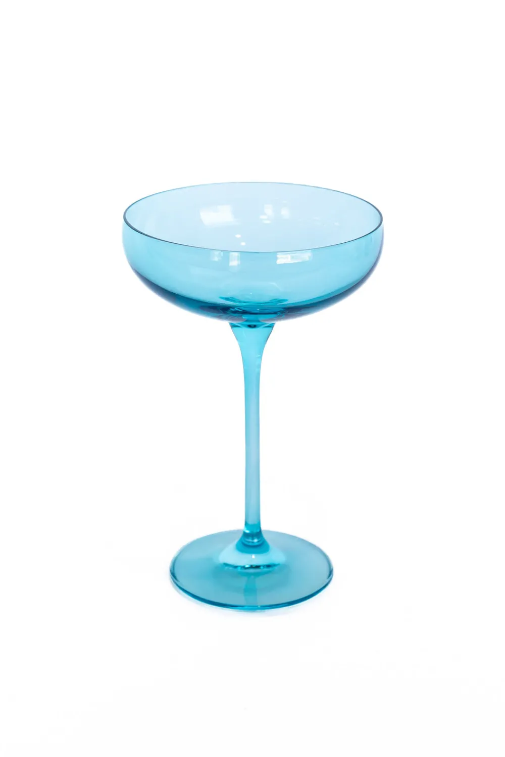 Estelle Colored Glass Glassware|Estelle Colored Champagne Coupe Stemware, Set of 6 in Ocean Blue