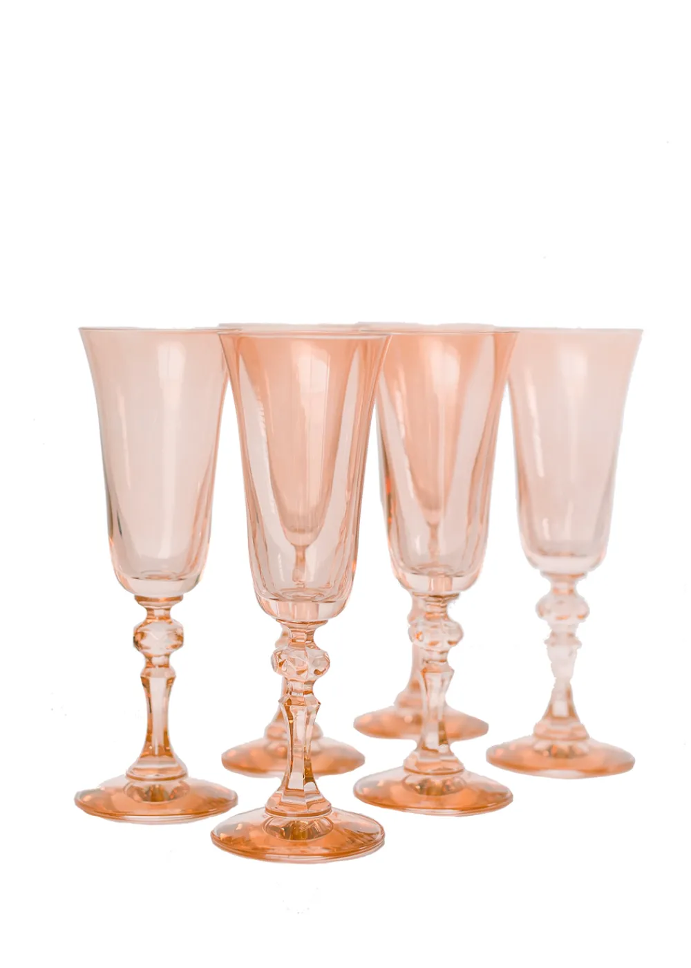 Estelle Colored Glass Glassware|Estelle Colored Regal Flute in Blush Pink, Set of 6