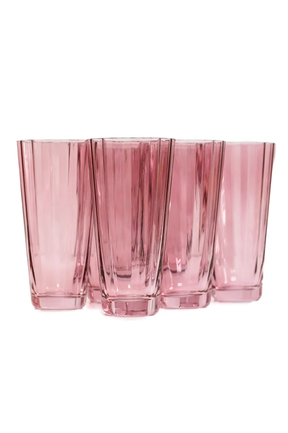 Estelle Colored Glass Glassware|Estelle Colored Sunday High Balls, Set of 6 in Rose